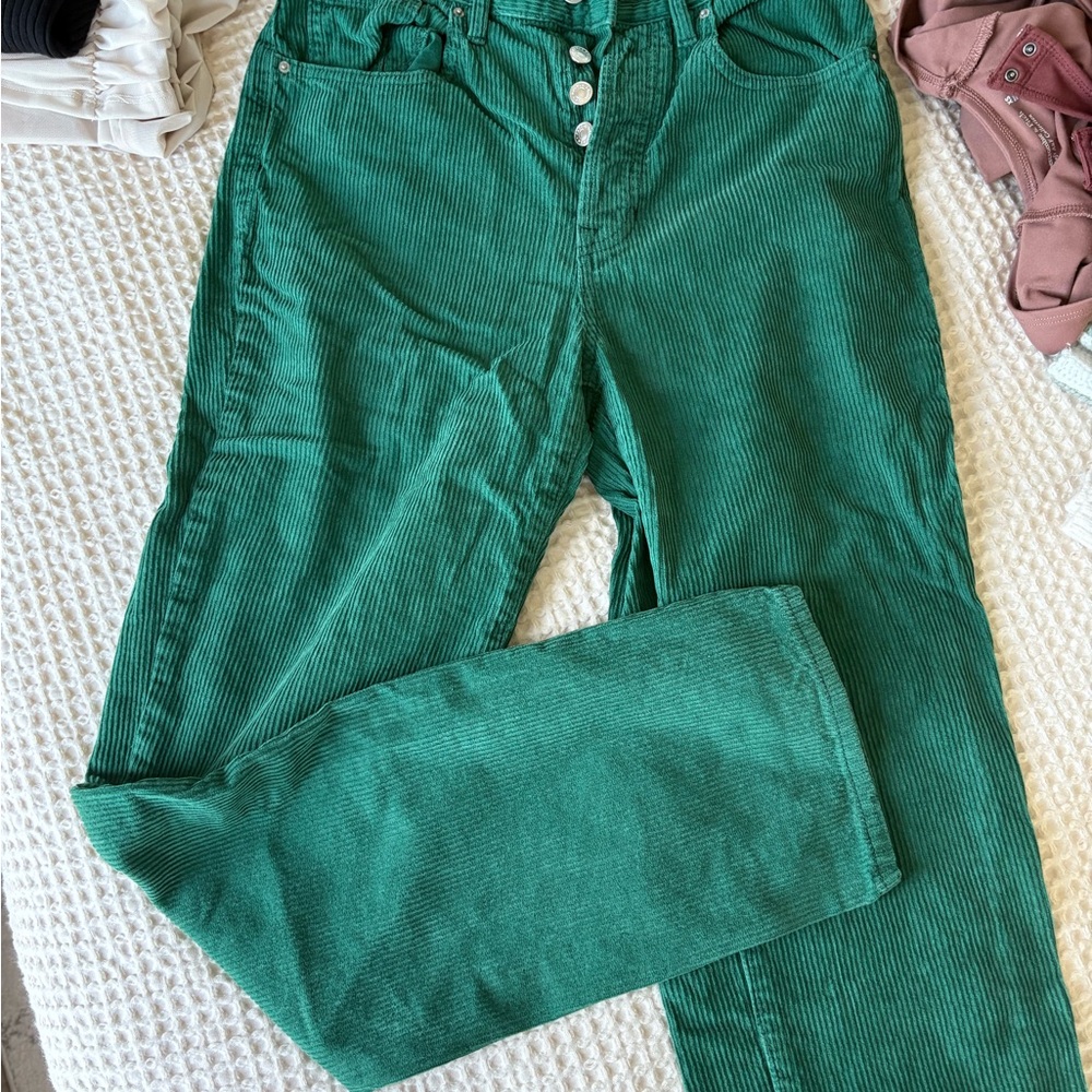 Green Corduroy Women Jeans